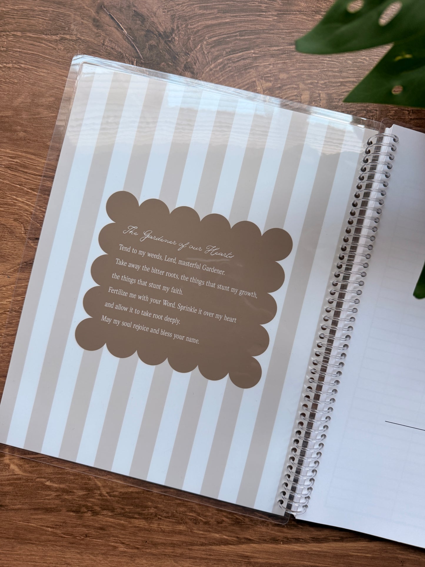 Gardener Verse-by-Verse Bible Study Notebook with striped cover and inspirational text for verse-by-verse study.