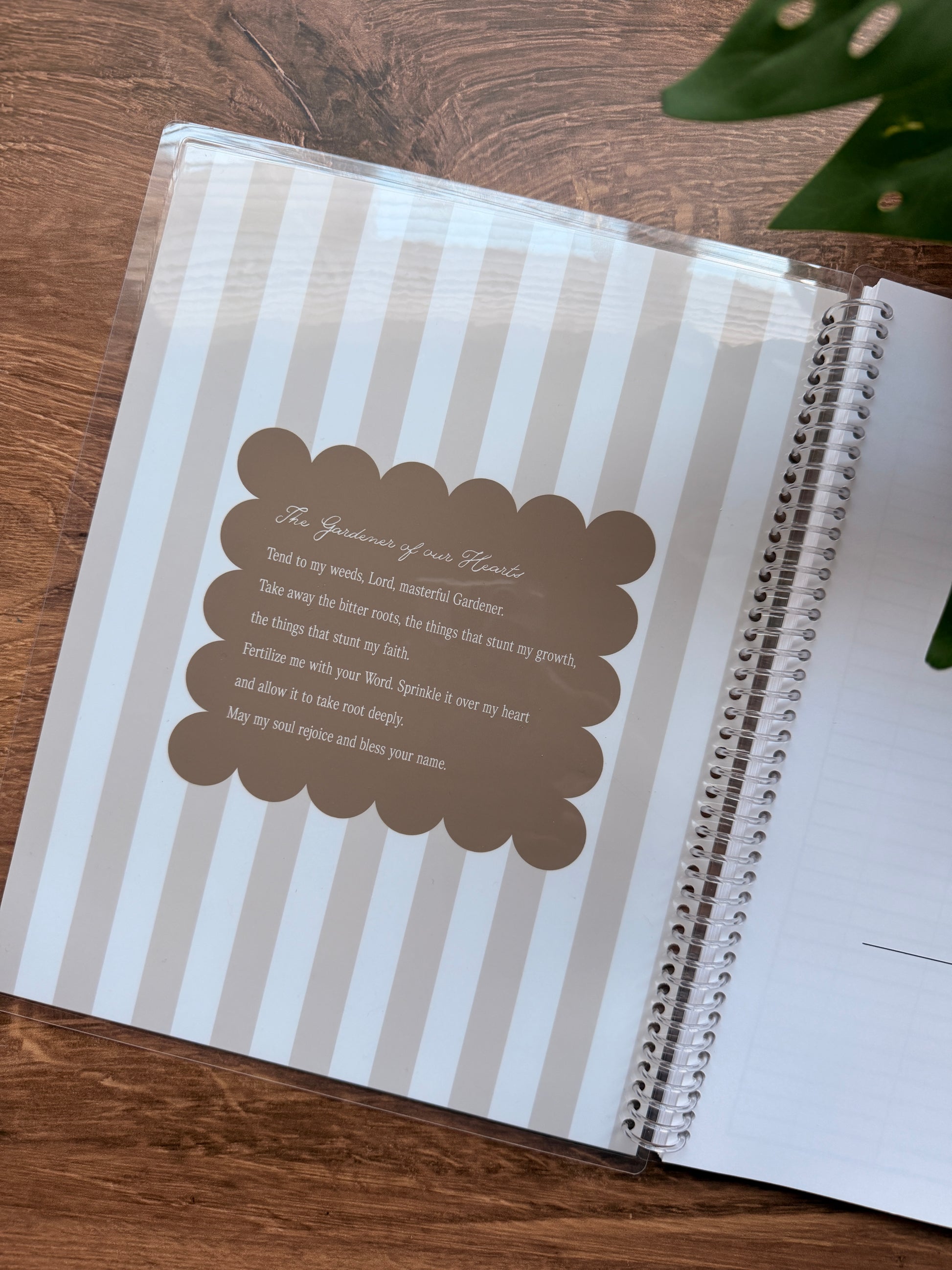 Gardener Verse-by-Verse Bible Study Notebook with striped cover and inspirational text for verse-by-verse study.