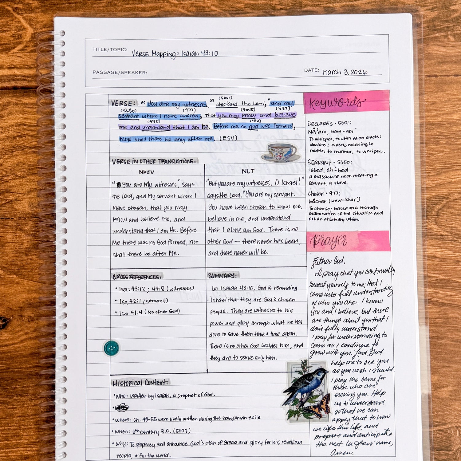 Image of a notebook page with notes featuring decorative accents 